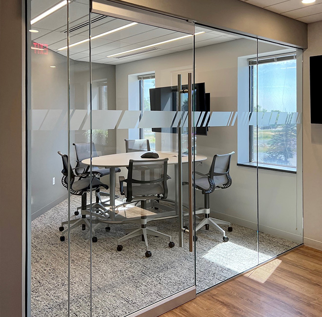 a office room with chairs