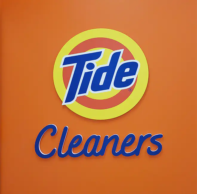 Tide dimensional wall signage
